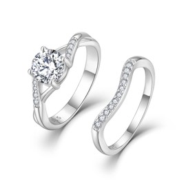 STARCHENIE Engagement Wedding Band Promise Eternity Rings Sets for Women 925 Sterling Silver Round Cut CZ Rings Size 6