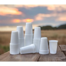HOT BARGAINS 3000 X 7oz White Plastic Cups Reusable Water Cups White Tumblers Strong Plastic Drink Cups with Rippled Sides for Grip for Home Party Restaurant