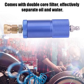 Akozon Air Compressor Oil-Water Separator, Double-Layer Filtration, Multi-Compatibility, Aluminum Alloy, Complete Set with 50 Filter Kits, Blue