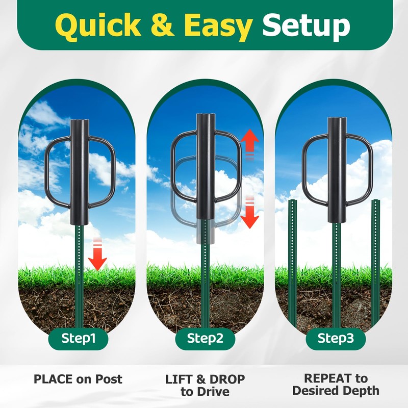 COCONUT T Post Driver, 12 LBS Fence Post Driver with