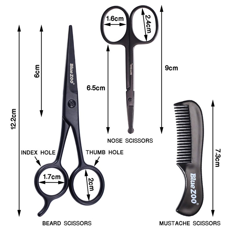 Beard Scissors/Nose Scissors /Mustache Comb Multi Functions Grooming Kit Gift