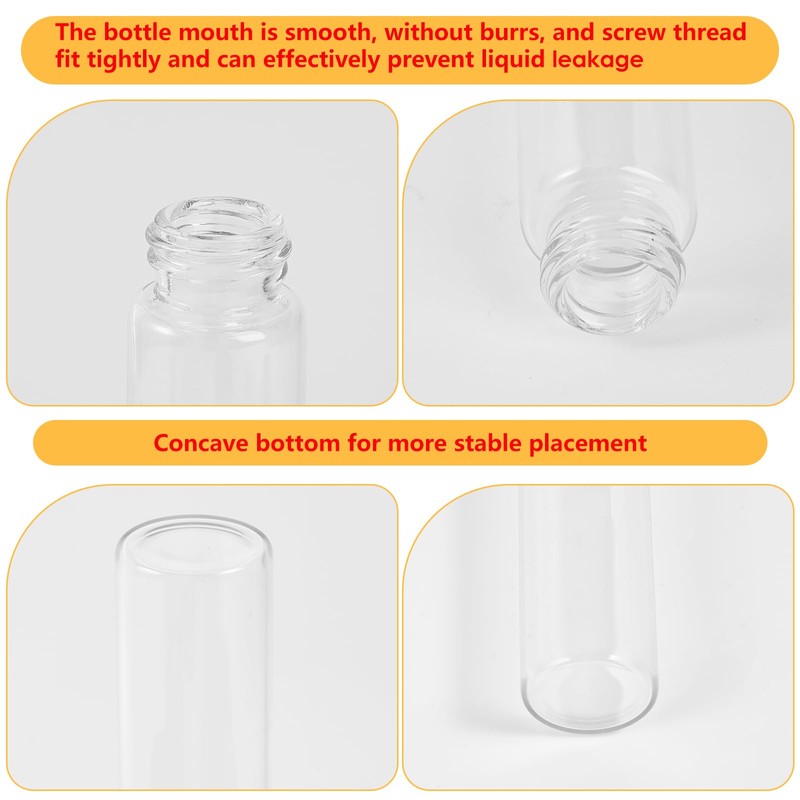 Cadbibe 10ml Clear Glass Vials with Screw Caps and Plastic