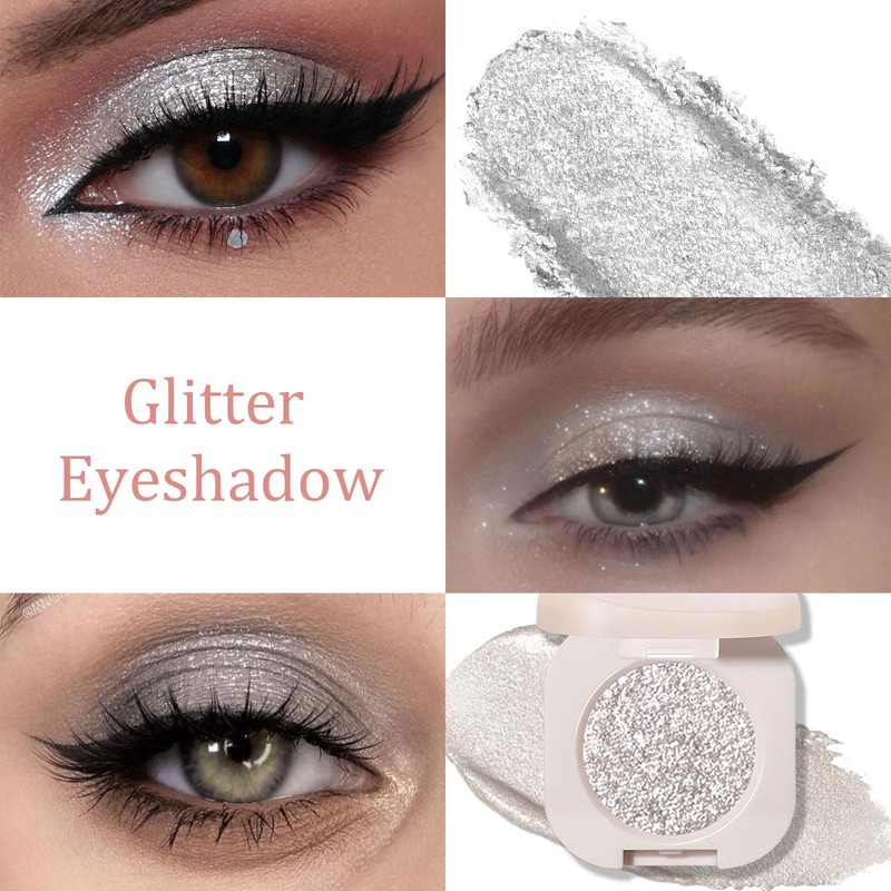 BelleVive Glitter Eyeshadow, Light Eyeshadow, Pressed Glitter Eyeshadow, Glitter Matte