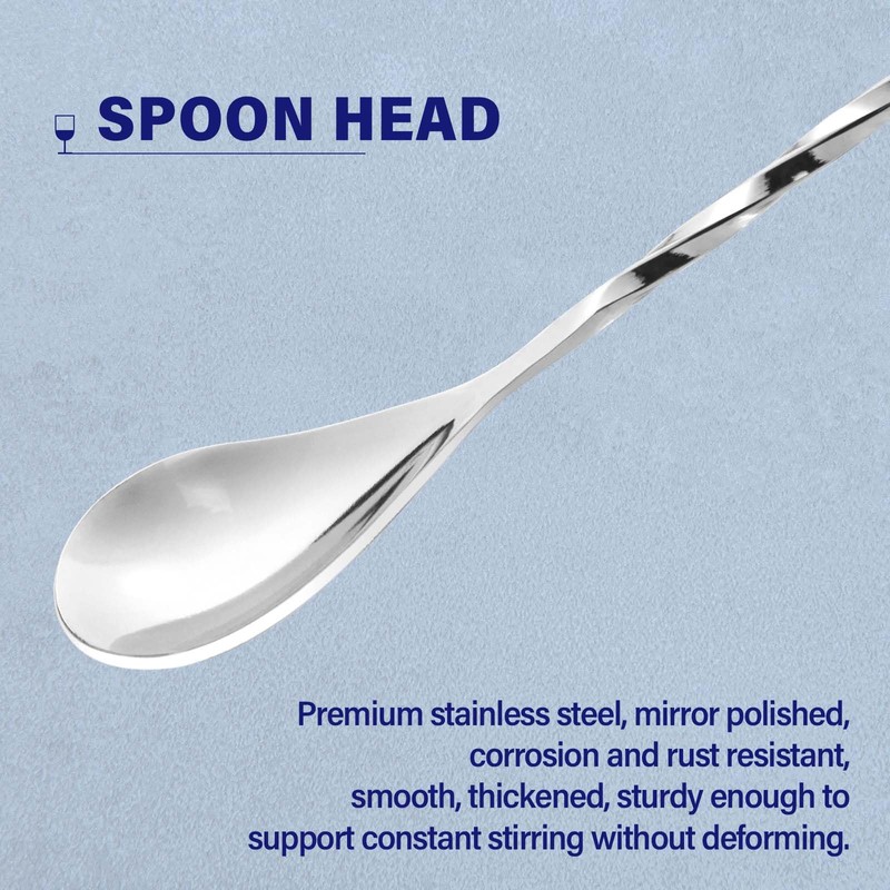 Briout 6 Pieces Bar Spoon, 12 Inches Long Handle Drink