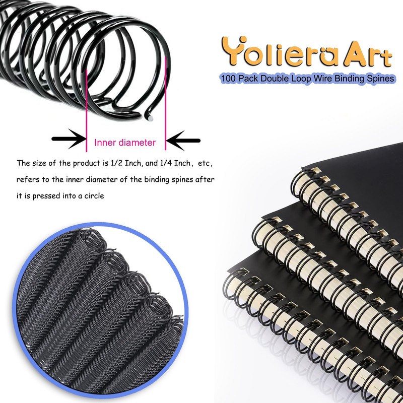 3:1 Pitch Double Loop Binding Wires, YolieraArt 100 Pack Spiral