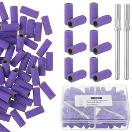 Pack of 100 Sanding Sleeves Nail Cutter 180 Sanding Sleeves Bits for Nail Cutter 3 mm Sanding Caps Fine Sanding Ring for Nail Drill with 2 Pieces Small Spindle Nail Drills for Manicure Pedicure
