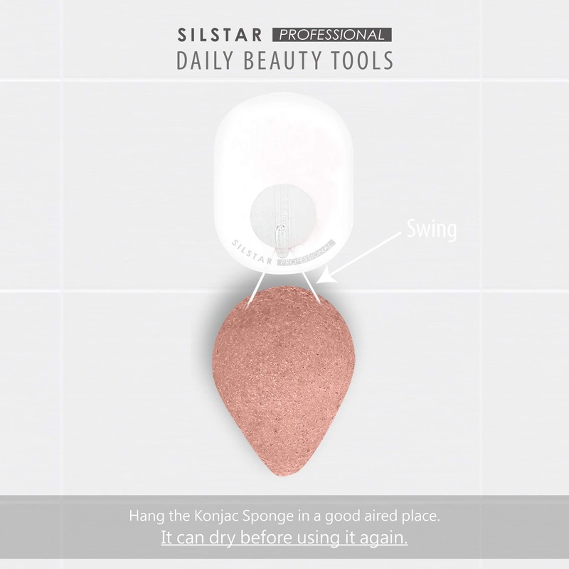 SILSTAR PROFESSIONAL Konjac Facial Sponge Tear Drop Rose Red Clay