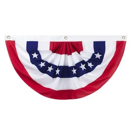 3 x 1.5 Ft American Pleated Fan Flag, USA Patriotic Half Fan Bunting Flag, 4th of July Decorations Flags