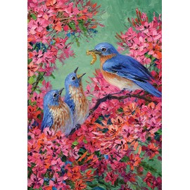 Toland Home Garden 1012686 Bluebird Breakfast Spring Flag, Double Sided for Outdoor Summer House Yard Decoration