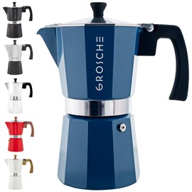 GROSCHE Milano Stovetop Espresso Maker Moka Pot 9 Espresso Cup, 15.2 oz, Blue. Stove top Coffee Maker Moka Italian Espresso greca Coffee Maker Brewer Percolator