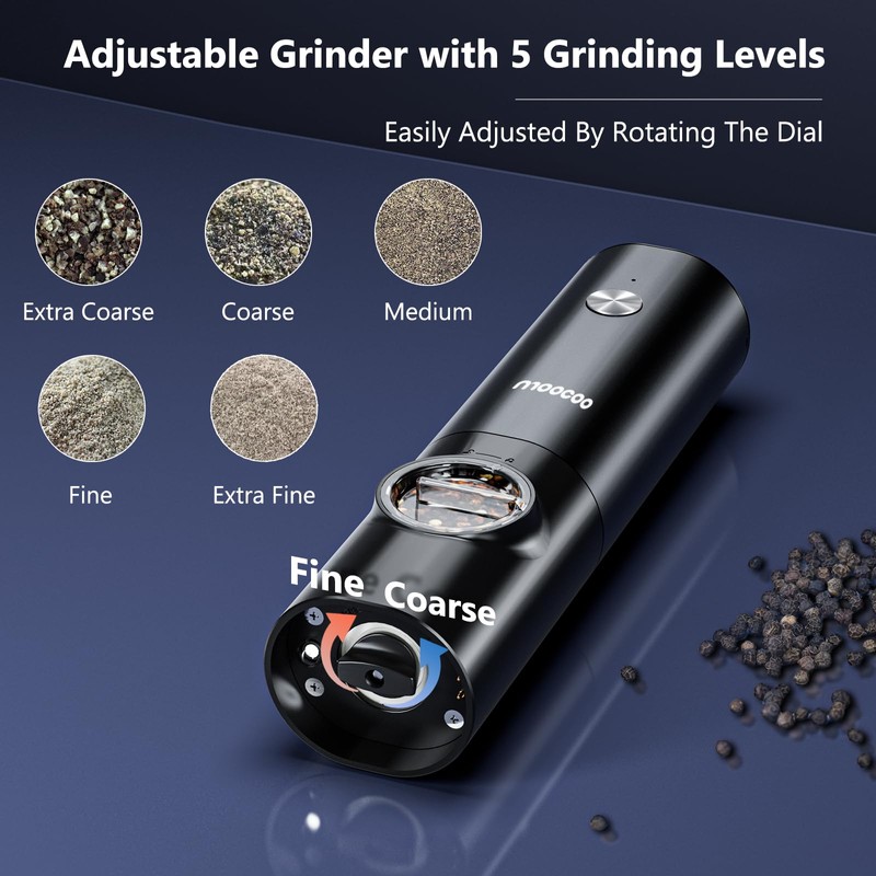 Stainless Steel Electric Salt and Pepper Grinder Set with Rechargeable