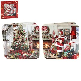 The Leonardo Collection Set of 4 Christmas Coasters - Santa Richard Macneil Design - Statement Kitchenware for the Home