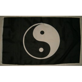 3'x5' YIN-YANG FLAG, yinyang, yin/yang, yin yang, peace, tao taoism, ying-yang