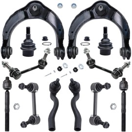 Front Upper Control Arms with Lower Ball Joints + Front/Rear Sway Bar End Links + Inner Outer Tie Rods Suspension Kit for 2011-2015 Dodge Durango Jeep Grand Cherokee - 12 pcs Set