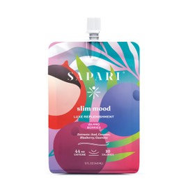 Slim Mood | 10-Calorie Superfruit-Based Replenishment Energy & Daily Vitality Support with Blueberry, Guarana + L-Theanine, 15 Fruits, Vitamins & Electrolytes | Tropical Berry Flavor - 12-Pack