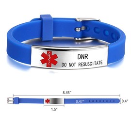 HEABY Medical Alert ID Bracelet Laser Engraved DO NOT RESUSCITATE Adjustable Wristband for Men Women Emergency First Aid