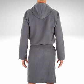 Intimitaly® Microfibre Bathrobe for Men and Women, Unisex with Hood, Practical, Lightweight, with Practical Carry Bag, gray