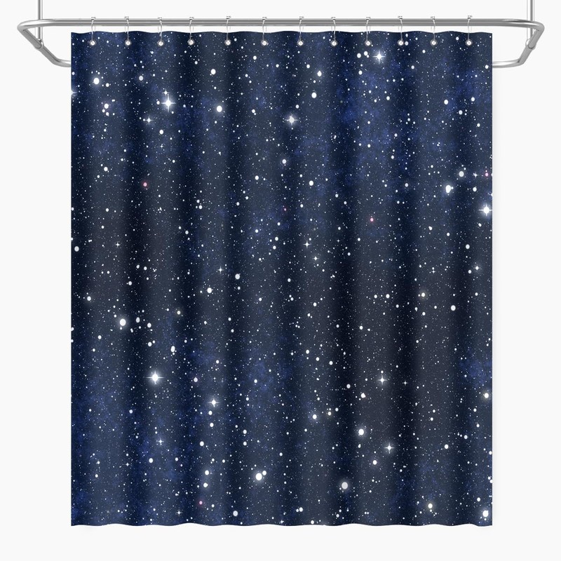 BIYSUC Night Sky Stars Shower Curtain Blue Starry Space Galaxy