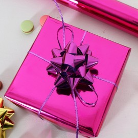 BEISHIDA Hot Pink Gift Wrapping Paper Metallic Wrapping Paper Roll Solid Color Gift Wrap Paper, Packing Paper for Wedding, Birthday, Graduation, Christmas Wrapping Paper(17inches X 32.8ft)