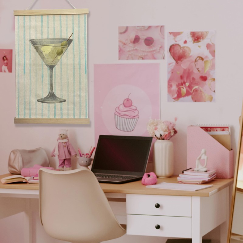 NQDWX Pastel Martini Striped Hanging Flag - Wall Decor for