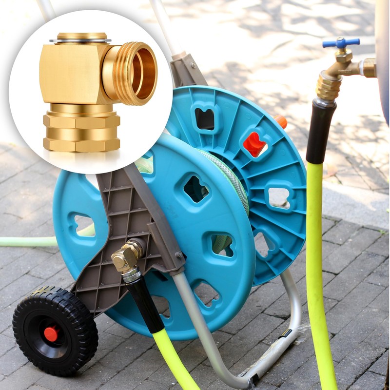 90 Degree Garden Hose Elbow 2 Pack, Solid Brass Swivel