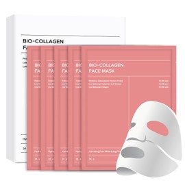 Organic Collagen Mask (Pack of 5), Deep Moisturising Mask for the Night, Anti-Ageing, Reduces Pores and Improves Skin Elasticity