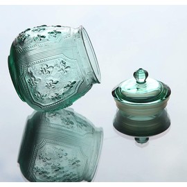 Vintage Relief Crystal Glass Candy Dish Snack Jar with Seal Lid,Wedding Candy Jar