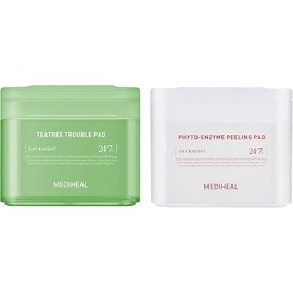 MEDIHEAL Toner Pads Face Pad Teatree for Soothing Calming Acne Prone Skin, Phyto Enzyme Peeling Pad for Controlling Sebum Papaya Enzyme Exfoliating