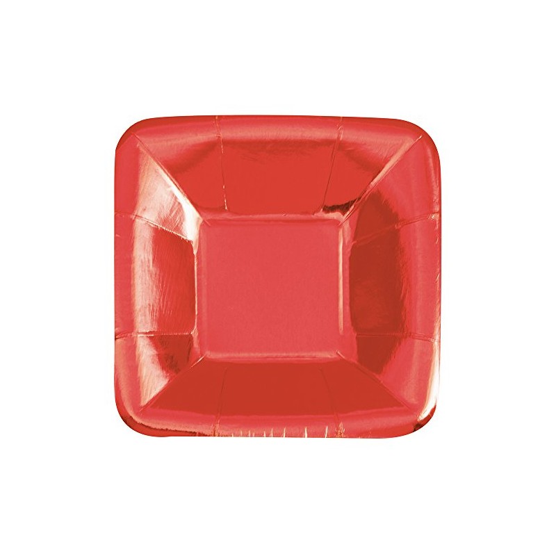 12cm Foil Red Square Paper Appetiser Plates, Pack of 8