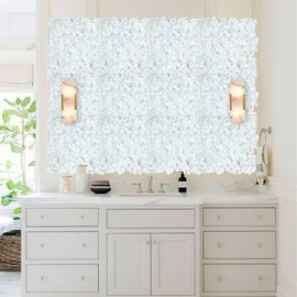 Flower Wall Panels White Backdrop: Artificial Flower Wall Backdrop 3.75ft by 5ft Hydrangea Floral Wall for Wedding Party Christmas Decoration (12 Pcs 15 x 15 Inch)