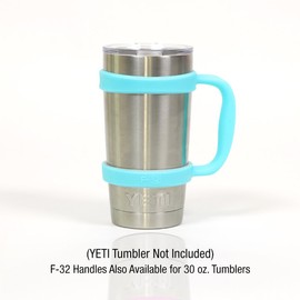 F-32 Handle | 19 COLORS | 20oz or 30oz size available | Fits YETI, BEAST, OZARK TRAIL, RTIC (PREVIOUS DESIGN) Rambler & More Tumbler Travel Mug | BPA FREE (20OZ, SEAFOAM BLUE)