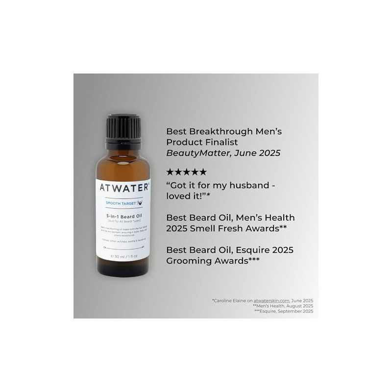 ATWATER Men's 5-in-1 Beard Oil for a Soothened & Softened