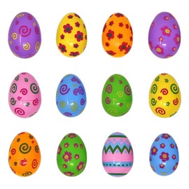 couduan 12 Pieces Plastic Easter Eggs,Colourful Fillable Plastic Easter Eggs,Easter Decorations For Egg Hunt,Party Supplies,Holiday Decorations,Fill With Easter Hunt and Gifts Candy Toy（Random Color）