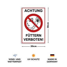 Strobo Achtung Füttern verboten ! Sign, 20 x 30 cm, Made From Sturdy PVC Hard Foam Board, 3 Mm, With UV Protection, Pack Of 2