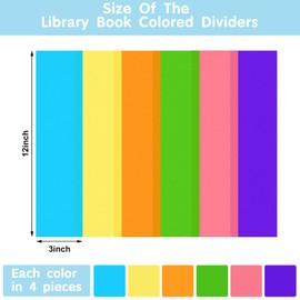 Epakh 24 Packs Colored Dividers for Book Shelves with Label Stickers, Flexible Bookshelf Markers for Organizing Home Library, 3 x 12 Inch