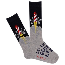 K. Bell Men's Fun American Classics Crew Socks-1 Pairs-Cool & Casual USA Novelty Gifts, Let's Get Lit (Medium Gray Heather), 6.5-12