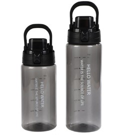 ENJHIKE 800ml / 27.05oz Portable Handle Cup, Student Outdoor Water Cup,Summer Sports Water Bottle, Transparent Water Cup, Hand Water Bottle For Travel, Fitness,Hiking,Running (Black)