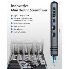 Mini Electric Screwdriver Set 140-IN-1: UnaMela Small Electric Screwdriver Cordless - 5 Torque Settings, 120 Precision Bits, LED Light, Magnetic Power Screwdriver Repair Tool Kit for PC RC Electronics