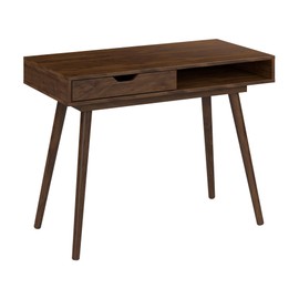 Bush Furniture Nora 40W Writing Desk in Dark Walnut | Computer Table for Home Office Workspace or Entryway