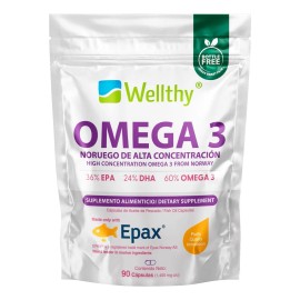 Wellthy Omega 3 Noruego Alta Concentracion Epax Pouch 90caps