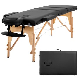 Massage Table Portable Massage Tables 3 Fold Spa Bed 77" L 28" W Inch Height Adjustable Salon Bed Lightweight Spa Table with Carry Case
