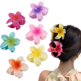 6 Stück Blumen Haarklammer,rutschfeste Acryl niedliche Blumen Haarspangen,Hawaii Haarspange Blume,Bunt Blumen Haarklammern,für Frauen Mädchen Haarstyling Strand Party Pool Zubehör