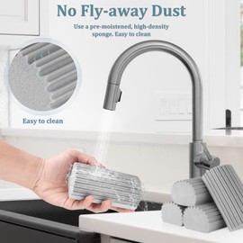 Ujat Stoml 4 Pack Wet Cleaning Dust Sponges, Cleaning Sponge Erasers for Blinds, Recesses and Taps, Floors, Fan Blades, Vents, Glass, Railings, Mirrors, Reusable, Efficient Cleaning Supplies