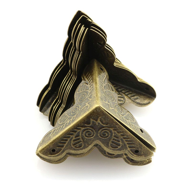 Tegg Box Corner Protector 20PCS Antique Brass Triangle Rattan Carved