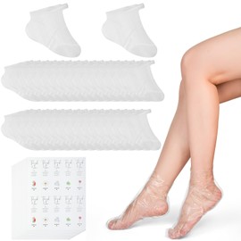 XANGNIER 100 Pairs Disposable Moisturizing Socks for Dry Cracked Feet Women,Foot Gloves for Moisturizing,Plastic Foot Covers for Feet,Moisturizing Foot Mask Exfoliating Disposable Pedicure Socks