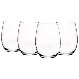 Home Essentials Stemless Red Wine Glass (Set of 4), Black