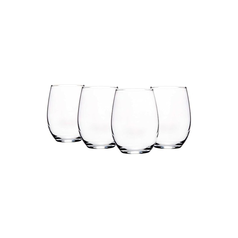 Home Essentials Stemless Red Wine Glass (Set of 4), Black