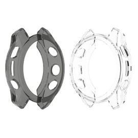 intended for Garmin Fenix 7S /Fenix 7S Sapphire Solar Case Cover, Soft TPU Protective Case Frame Bumper Shell intended for Fenix 7S Watch Case (Not intended for Fenix 7/7X) (Black+Clear)