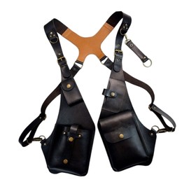 LOVIVER Vintage Style Shoulder Harness Bag Adjustable Strap Steampunk Case for Sports Bike, Style A Black