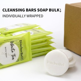 DincherBel 100 Pack 0.5oz Travel Soap, Cleansing Bars Soap Bulk Travel Size, Mini Round Soap Individually Wrapped Toiletries Amenities for Hotel, Airbnb, Shelter, Camping and Travel